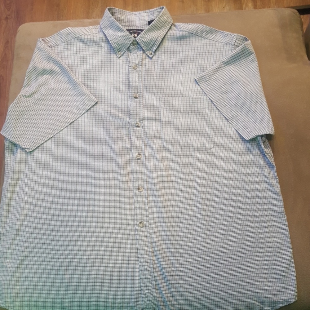 2XL Mens Harbor Bay S/S Shirt Blue/White